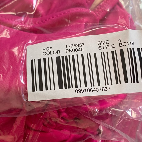 J Crew Fuchsia Hot Pink Ruched V Neck One Piece Swimsuit Bathing Suit NEW - Picture 6 of 11